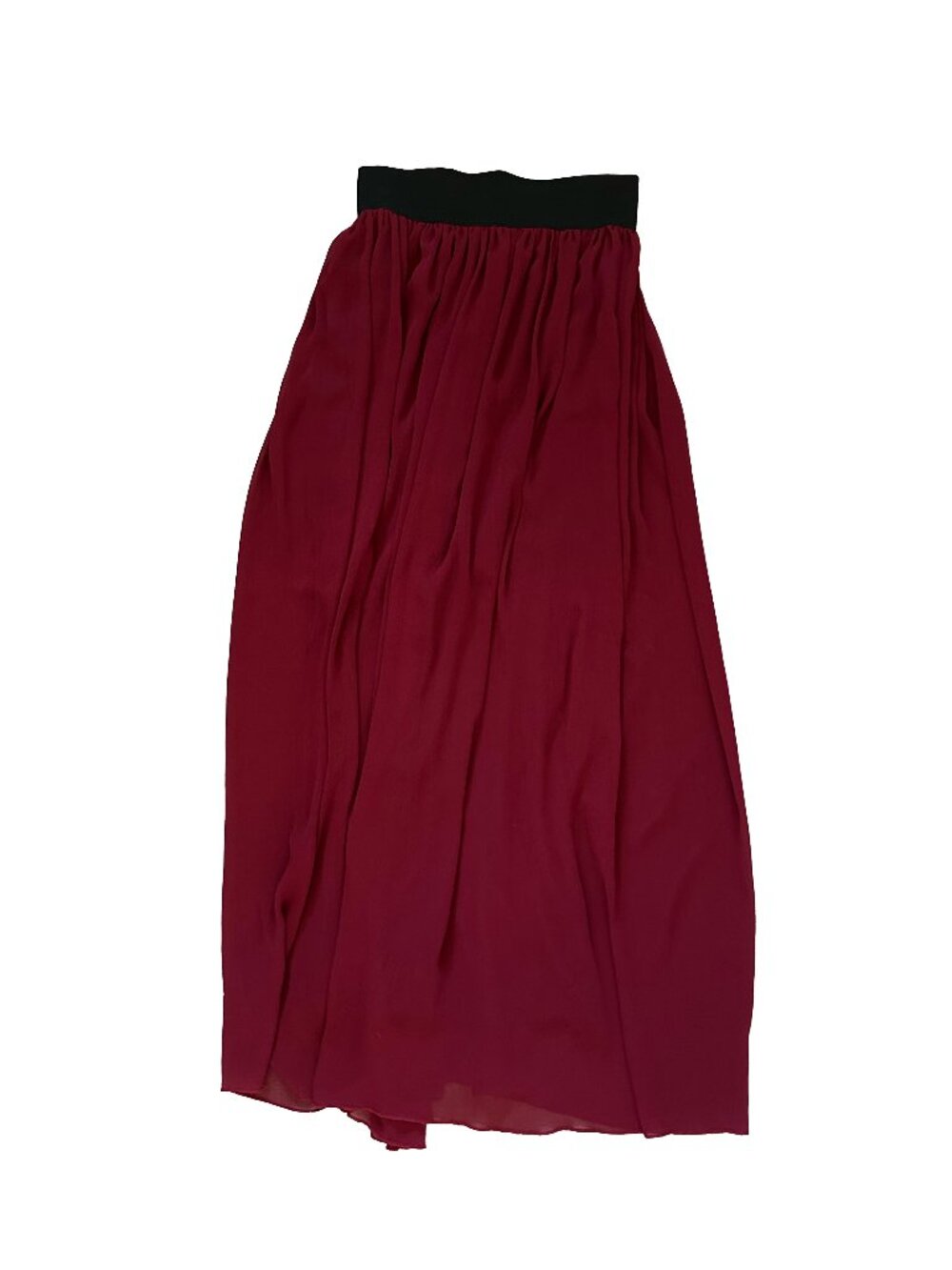 Rue21 burgundy maxi skirt with black waistband